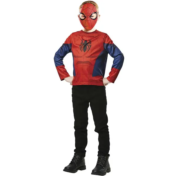 Rubies Set Costum Jucarie Rubies Set Spiderman - Bluza & masca, Poliester, 5-8 ani