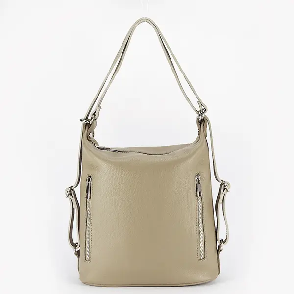 Rucsac bej din piele naturala 2 in 1 Lucia 121