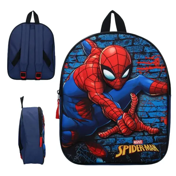 Rucsac copii 3D, 37x26x12 cm, cu doua compartimente, multicolor, bretele ergonomice, intarite si ajustabile, Spiderman Adventure Awaits Engros