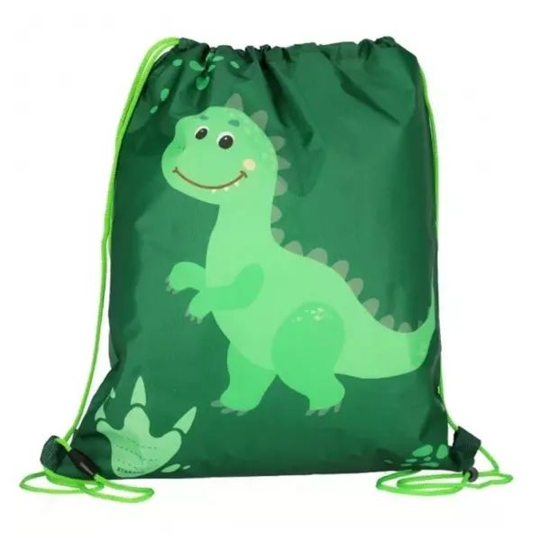 Rucsac cu snur pentru baieti Starpak Dino, verde, 37x32 cm