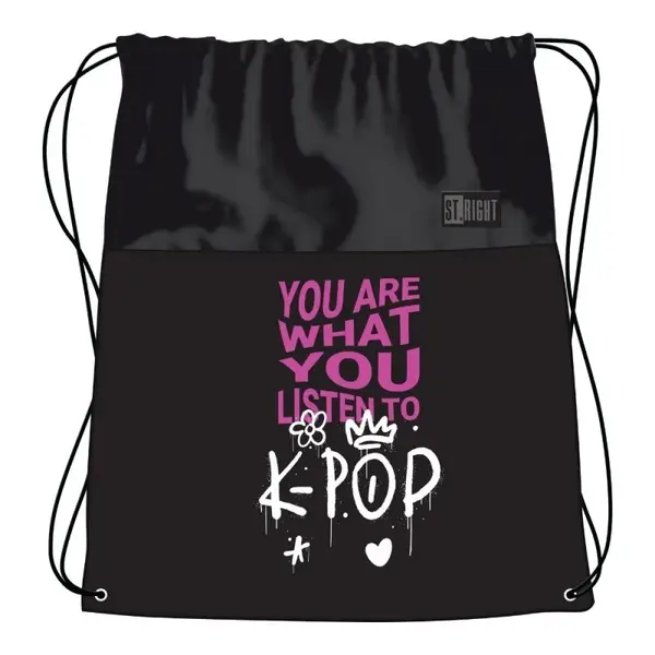Rucsac cu snur pentru copii, imprimeu K-POP Rhythm, 38x33 cm