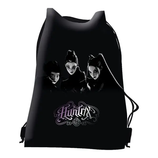 Rucsac cu snur pentru copii KPOP Demon Hunters, negru, 40x30 cm