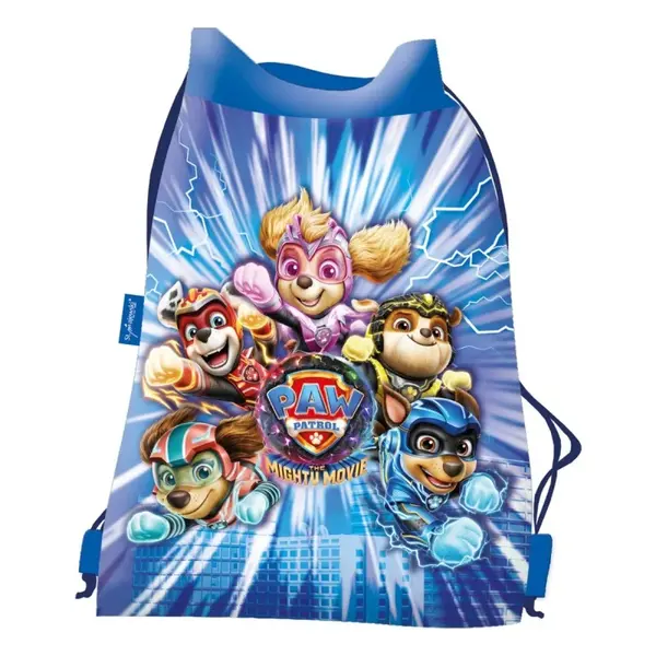 Rucsac cu snur pentru copii Paw Patrol, poliester, albastru, 43x34 cm