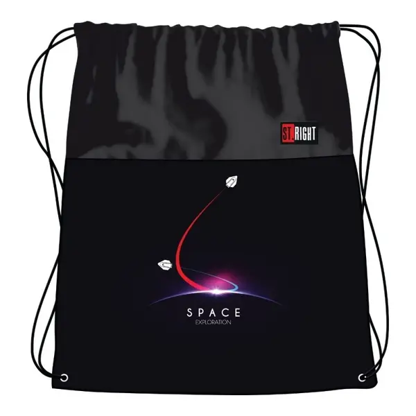 Rucsac cu snur pentru copii St. Right Deep Space, negru, 38x33 cm
