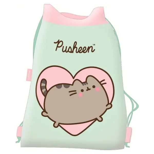 Rucsac cu snur pentru copii St. Right Pusheen, verde, 38x33 cm