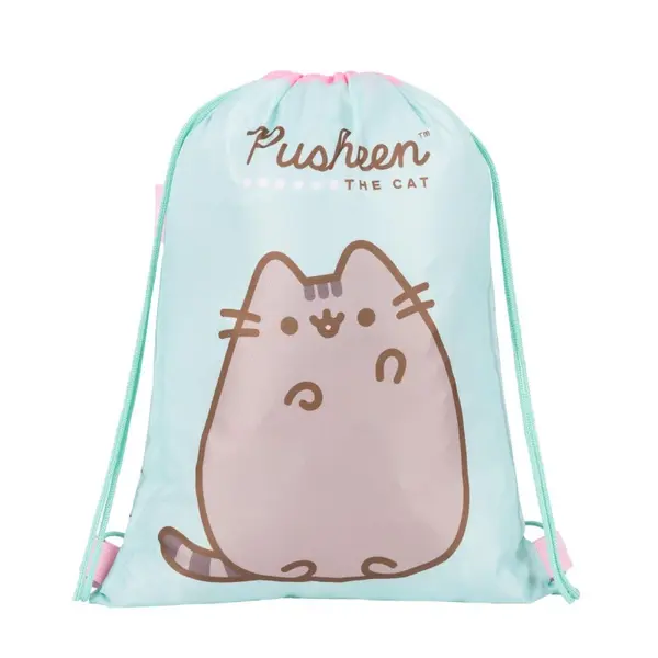 Rucsac cu snur pentru copii St. Right Pusheen, verde menta, 43x34 cm