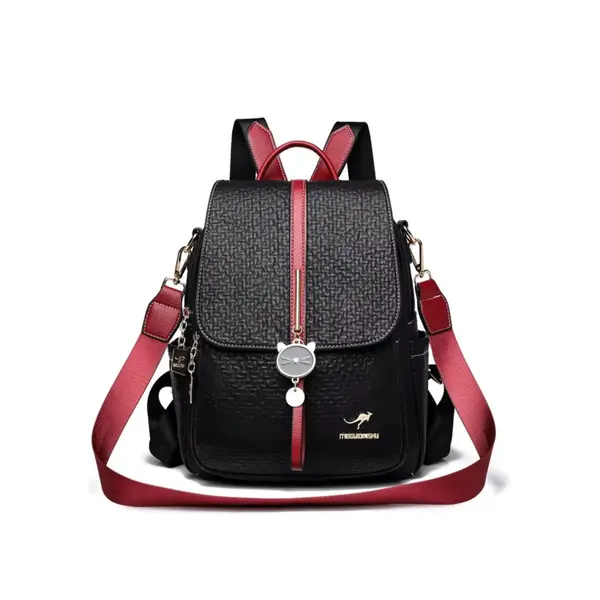 Rucsac dama, Iliris GT3605, Negru/Rosu