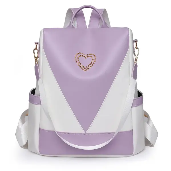 Rucsac dama, Nimue GT2481, antifurt, Alb/Mov