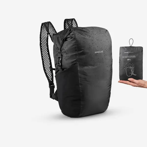 Rucsac de buzunar pliabil și impermeabil 20L, Travel negru