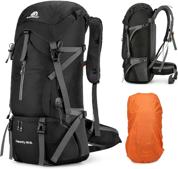 Rucsac drumetie 70L cu husa ploaie si sistem prindere echipament 70x32x23 cm