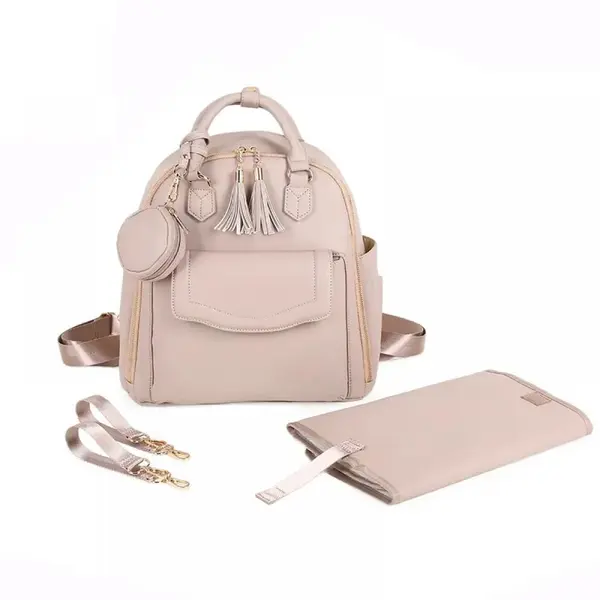 Rucsac/Ghiozdan impermeabil, multifunctional pentru mamici si bebelusi, 3 modalitati de purtare, 12 buzunare, spatios, atasabil la carucior, saltea pliabila, buzunar termoizolant, roz