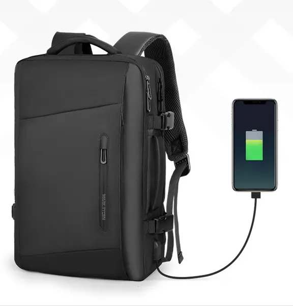 Rucsac/Ghiozdan Mark Ryden pentru laptop 17.3 inch, 26L, port USB, full impermeabil, sistem antifurt, unisex, spatios, calatorie, scoala sau servici, negru