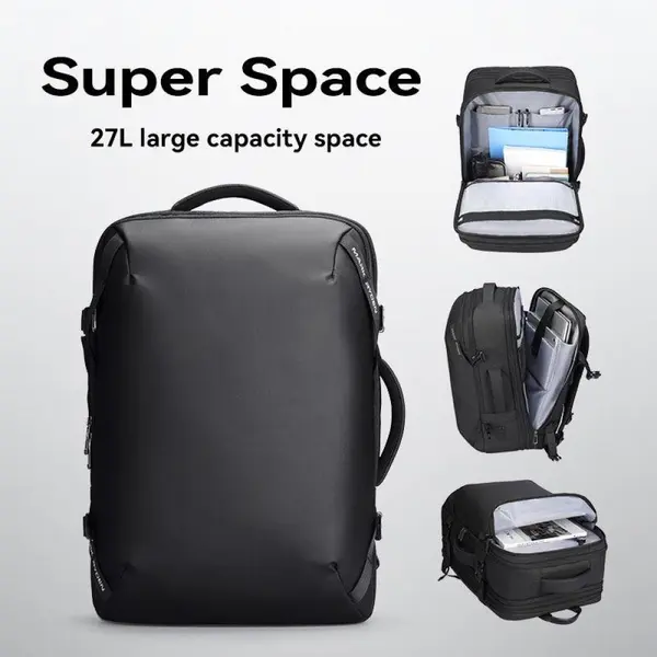 Rucsac/Ghiozdan multifunctional, Mark Ryden, spate cu plasa ergonomica, respirabila si ventilata, compatibil cu laptop 17.3 inch si tableta 12.9 inch, 27L, port USB si micro USB, impermeabil, antifurt, negru