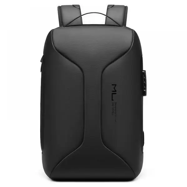 Rucsac/Ghiozdan pentru laptop 15.6 inch si tableta 9.7 inch, MingLu, 20-35 L, blocare TSA, port USB si micro USB, sistem antifurt, materioal oxford impermeabil, unisex, spatios, negru