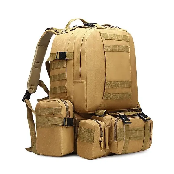 Rucsac Militar, Zamo®, 8x Compartimente, 2x Buzunare Interioare, Impermeabil, Capacitate 50L, Dimensiune 50x30x15cm, Khaki