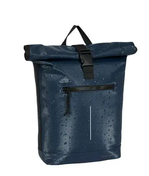 Rucsac NEW REBELS Droplets - New York Rolltop, dimensiune 30 x 12 x 43 cm, Albastru