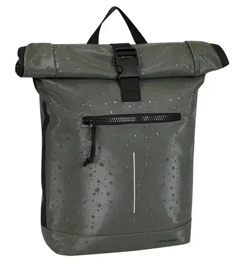 Rucsac NEW REBELS Droplets New York Rolltop, dimensiune 30 x 12 x 43 cm, Verde