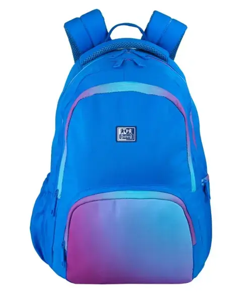 Rucsac Oxford Gradient, 3 compartimente, 29 x 44 x 20 cm, compartiment captusit, buzunar frontal cu fermoar, Albastru