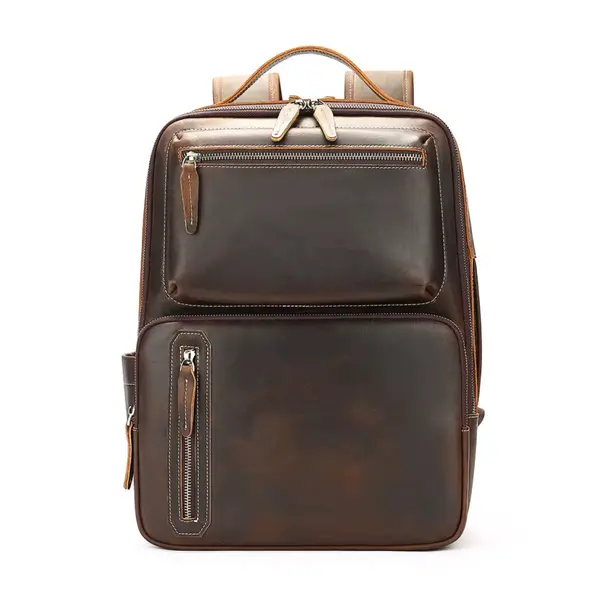 Rucsac pentru barbati, Mael GT3327, piele naturala, Maro