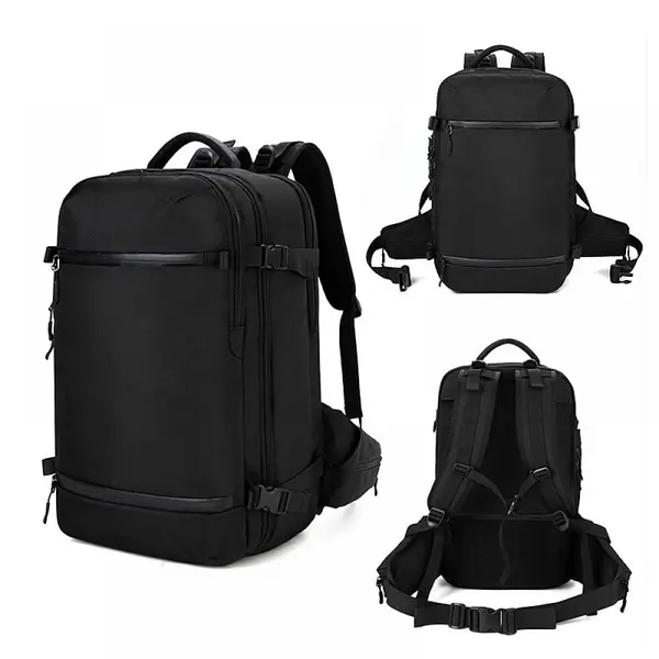 Rucsac pentru calatorie OZUKO, extensibil, port USB, antifurt, impermeabil, buzunar pentru incaltaminte, husa de ploaie, negru