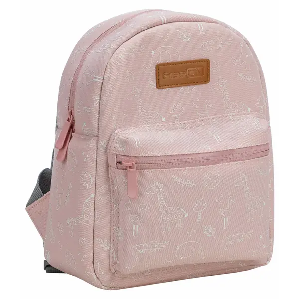 Rucsac pentru copii, FreeON, Small animals, Cu doua compartimente, Cu bretele reglabile, Deminsiune 21 x 9 x 27 cm, Dusty Pink