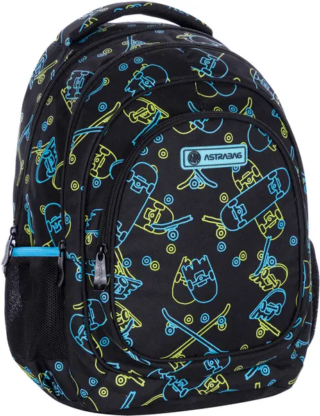 Rucsac scolar Astra - Skateboard-uri, cu efect neon