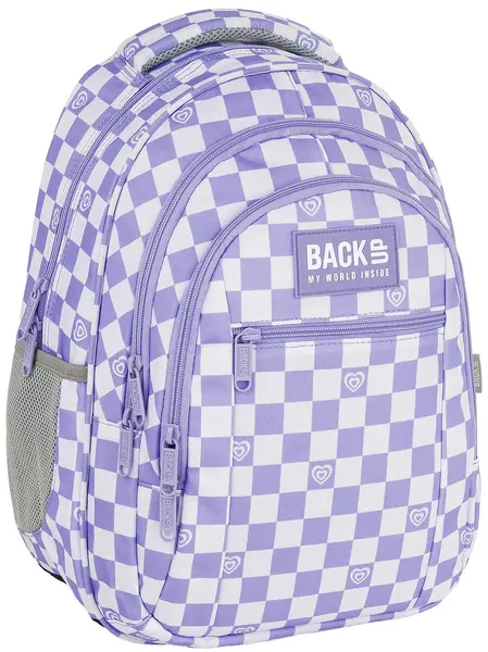 Rucsac școlar BackUp O - Purple Chess, cu 3 compartimente
