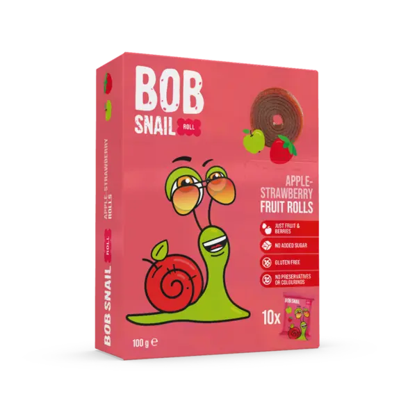 Rulou din mere si capsuni, 100g, Bob Snail