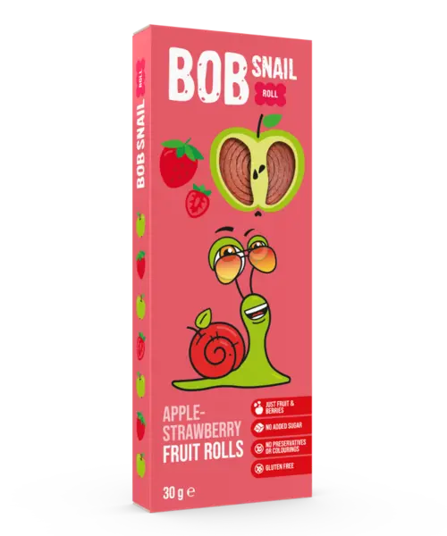 Rulou din mere si capsuni, 30g, Bob Snail