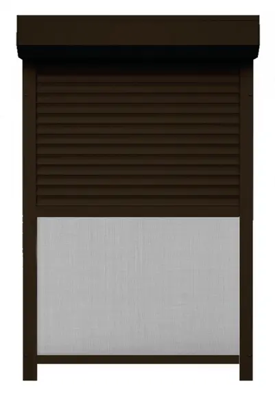 Rulou Exterior Aluminiu Maro Închis cu Plasă Insecte – Acționare Manuală