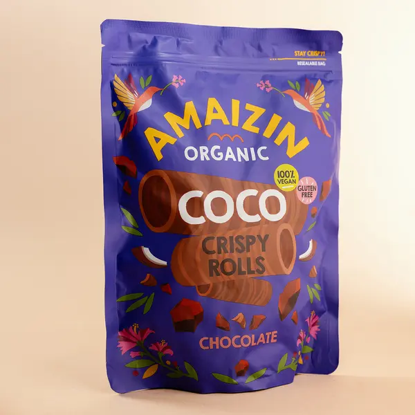 Rulouri crocante de cocos cu ciocolata, 140g ECO