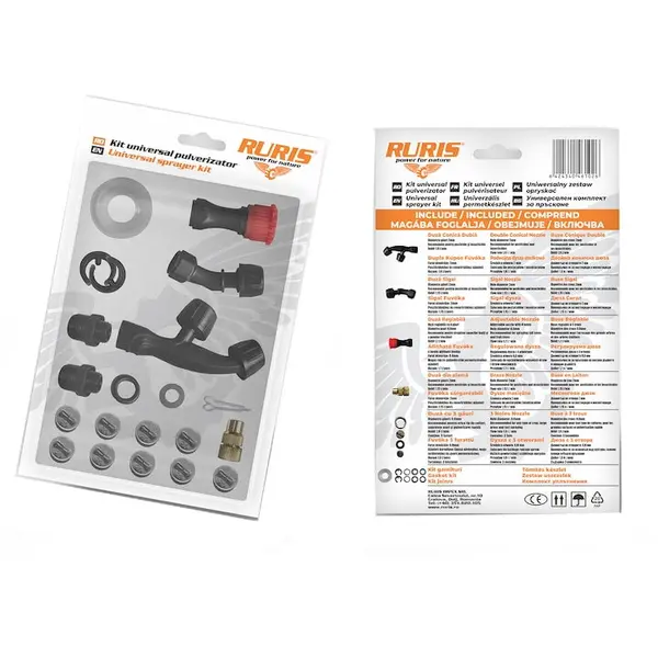 Ruris Kit accesorii universal pulverizator, Duza conica dubla, Duza sigal, Duza reglabila, Duza din alama, Duza cu 3 gauri 3 seturi, Kit garnituri