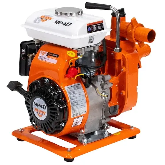 Ruris Motopompa apa curata Ruris MP40, 2.5 CP, 97 CC, 20 mc/h debit apa, 1.5 prindere furtun, 140 m refulare pe orizontala, 8 m adancime absorbtie, 1.4 l, benzina