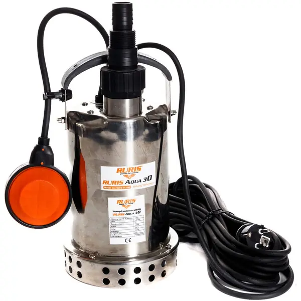 Ruris Pompa submersibila apa curata de adancime Ruris Aqua 30, corp inox, 550 W, 45 l/min, 7.5 m inaltime refulare, 10 m lungime cablu