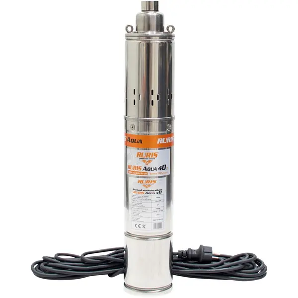 Ruris Pompa submersibila apa curata de adancime Ruris Aqua 40,corp inox, 750 W, 30 l/min debit apa, 100 m inaltime refulare, 15 m adancime absorbtie, 35°C temperatura maxima, Argintiu