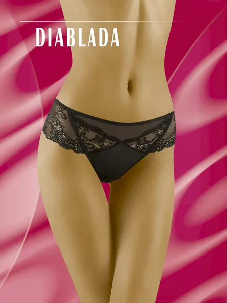 S - Chilot tanga din dantela Diablada b Negru
