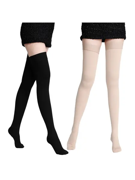 S - Ciorapi Compresivi Medicali Soxly Clasa II (23-32 mmHg) - Până la Coapsă - Bej - Vârf Închis Ciorapi Compresivi Medicali Soxly Până la Coapsă Clasa...