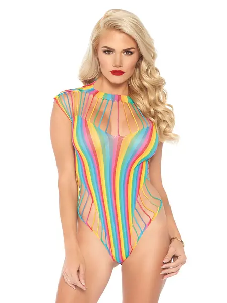 S/L - Body multicolor din material elastic 89222 Albastru