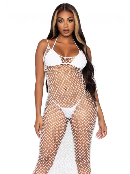 S/L - Rochie lunga din plasa 86963 Alb