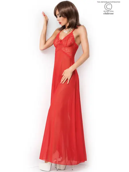 S/M - Chemise delicata din tul cu chilot inclus CR 3883 - 2 Rosu