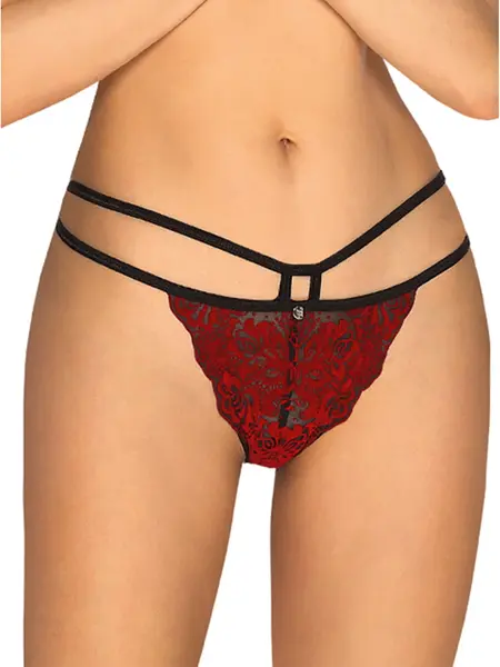 S/M - Chilot brazilian din material brodat Sugestina Rosu