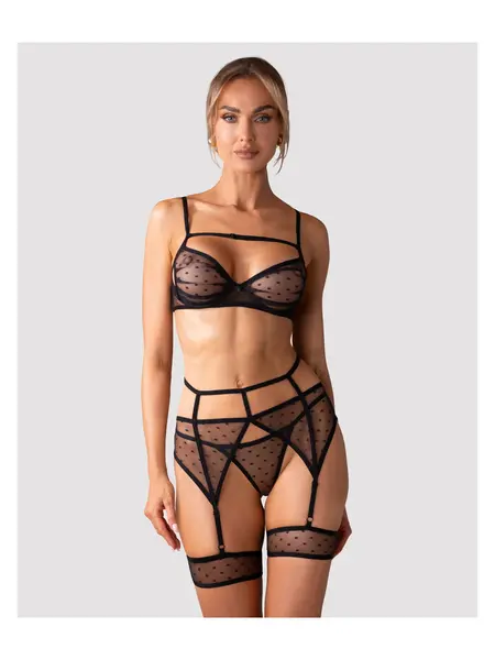 S/M - Set compus din sutien, chilot si portjartier Set Nuites Negru
