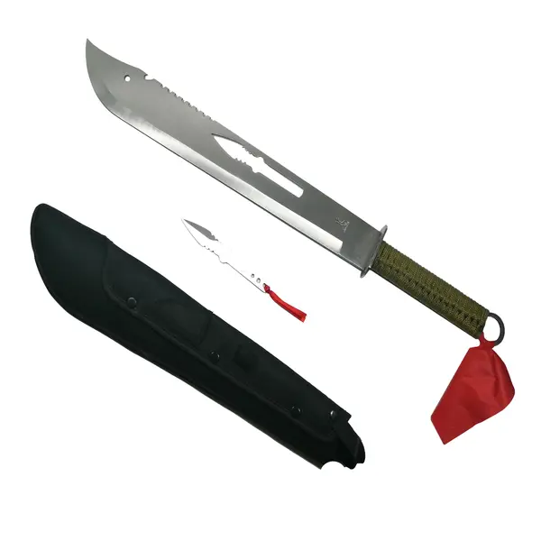 Sabie de vanatoare DEPOX , Samurai Blade, maner textil, 67 cm, cutit de aruncat inclus