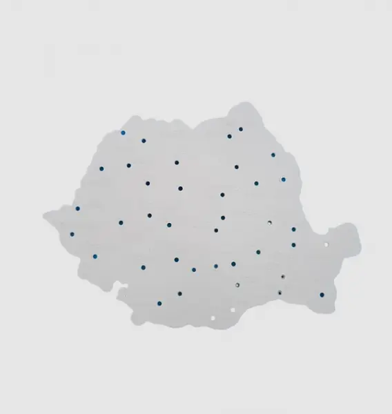 Sablon Harta Romaniei,plastic,alb,21x14 cm