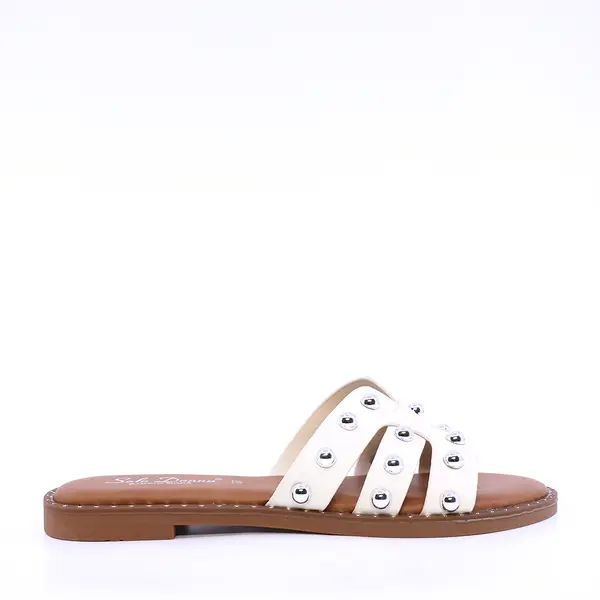 Saboți cu accesorii metalice femei Solo Donna albi 2741DST8625A