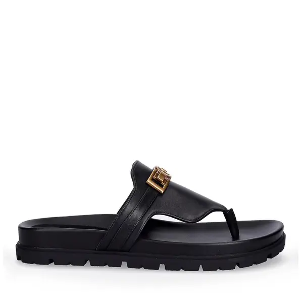 Saboți femei Guess Farron negri din piele 911DSTFLJFRRN