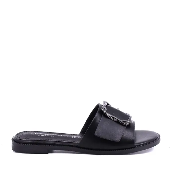 Saboți femei Solo Donna negri cu accesoriu frontal 1169DST2130N
