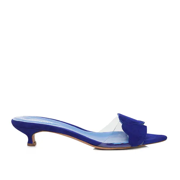 Saboti Love Me Piele Intoarsa, Albastru Electric - Kitten Heels - 35 / 4 cm