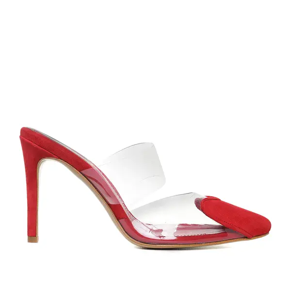 Saboti Love Me Piele Intoarsa, Rosii - 38 / 8 cm