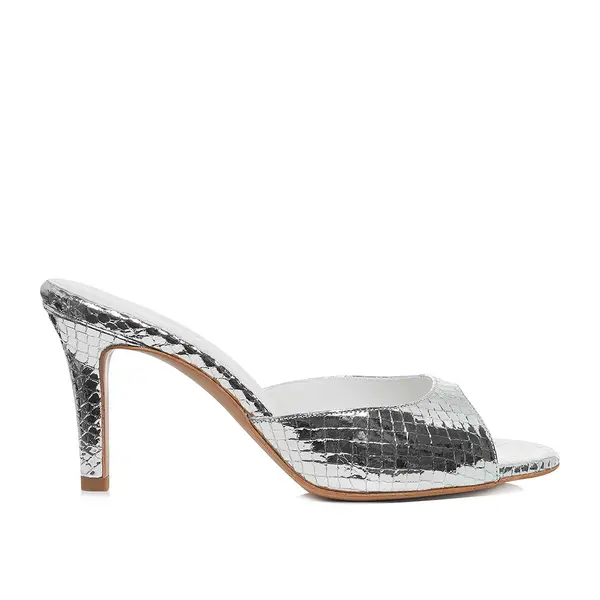 Saboti Vicky Piele Embosata, Argintii - 35 / 8 cm